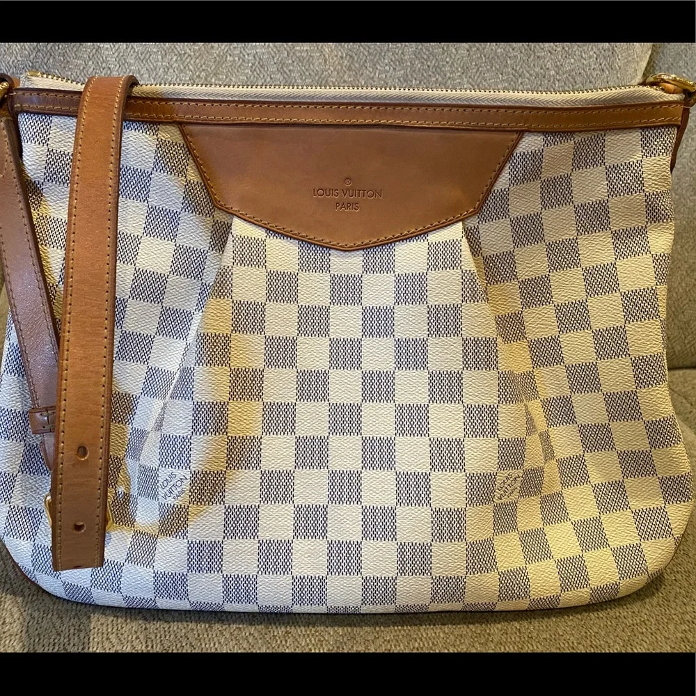 Louis Vuitton Damier Azur Canvas Shoulder Bag with Vachetta Trim